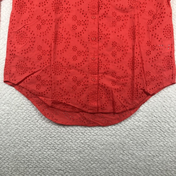 JAG Women Relaxed Button-Down Shirt Small Red Eyelet MSRP $78 - Picture 4 of 13